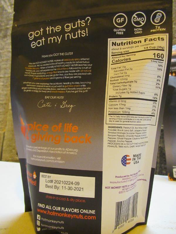 lot 8 image: 2 Bags Hot Monkey Nuts - Black Widows Bites (2 - 7.5oz bags) HOT