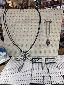 lot 5 image: Wrought Iron Wine Holders & Garden Items