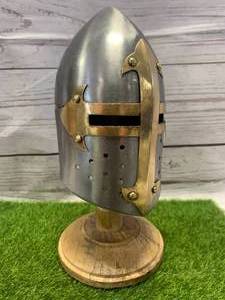 lot 17 image: Roman Metal Helmet on Stand 8  Tall