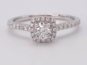 lot 10 image: Fine White Diamond Halo Estate Ring in 14k White Gold $1,850 Retail