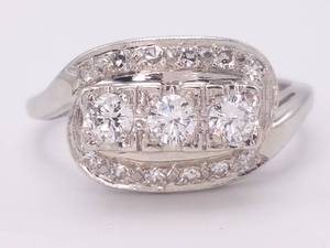 lot 11 image: Vintage Triple Layered Swirl Diamond Ring in 14k White Gold $2,200 Retail