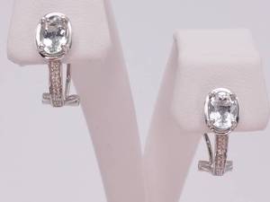 lot 17 image: Aquamarine Waterdrop Estate Earrings With Omega Backs in 14k White Gold
