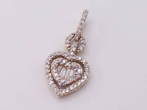 lot 23 image: Shimmering Double Halo Drop Diamond Pendant in 14k Yellow Gold