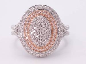 lot 25 image: Remarkable Triple Halo Diamond Statement Gold Ring