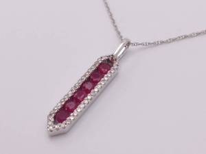 lot 26 image: Elegant Blood Red Ruby and Diamond Necklace in 14k White Gold