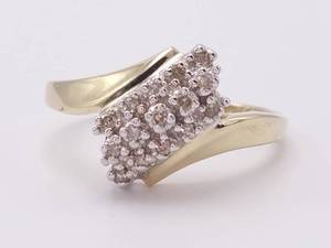 lot 49 image: Angled Diamond Cluster Ring in Yellow Gold