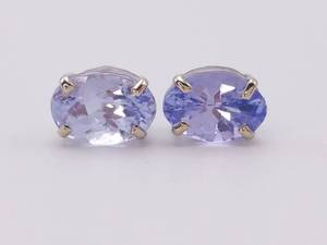 lot 54 image: Lilac Purple Oval Tanzanite Earrings in 14k Yellow Gold Original Price Tag