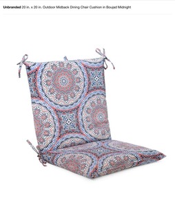 lot 29 image: Unbranded 20 in. x 20 in. Outdoor Midback Dining Chair Cushion in Boujad Midnight. See Pictures