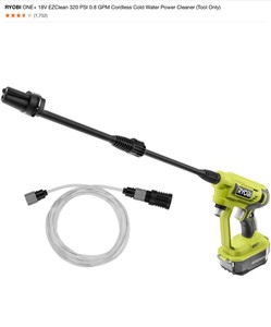 lot 31 image: RYOBI ONE 18V EZClean 320 PSI 0.8 GPM Cordless Cold Water Power Cleaner (Tool Only), Attachments & PowerCare 36 in. Pressure Washer Heads. Various Conditions. See Pictures