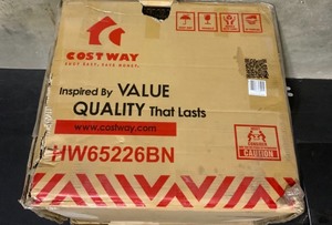 lot 52 image: Costway 3-Piece Wicker Round Outdoor Bistro Set with Beige Cushions. Various Conditions. See Pictures