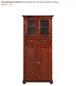 lot 55 image: Home Decorators Collection Hampton Harbor 25 in. W 4-Door Tall Cabinet in Sequoia. See Pictures