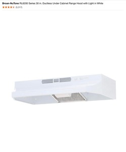 lot 56 image: (2) Broan-NuTone RL6200 Series 30 in. Ductless Under Cabinet Range Hood with Light in White & (4) Kinds of Wall Shields. See Pictures