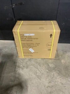 lot 58 image: Husky Heavy Duty Welded 20-Gauge Steel Wall Mounted Garage Cabinet in Black (28 in. W x 22 in. H x 14 in. D). See Pictures