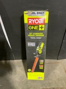 lot 11 image: RYOBI ONE 18V 22 in. Cordless Battery Hedge Trimmer (Tool Only). See Pictures