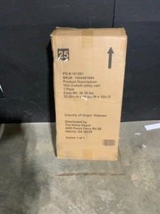 lot 30 image: Husky 2-Tier Plastic 4-Wheeled Service Cart in Black with 500 lb. Capacity. See Pictures