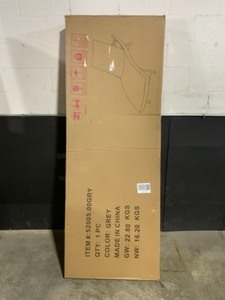 lot 60 image: Noble House Miller Gray Armless Wicker Outdoor Chaise Lounge with Navy Blue Cushion. See Pictures