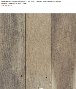 lot 65 image: 11 Cases of TrafficMaster Cross Sawn Oak Gray 12 mm Thick x 5-3132 in. Wide x 47-1732 in. Length Laminate Flooring (13.82 sq. ft.  case). See Pictures
