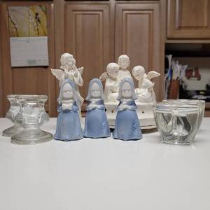 Angles are Praying figurines and crystal candleholders