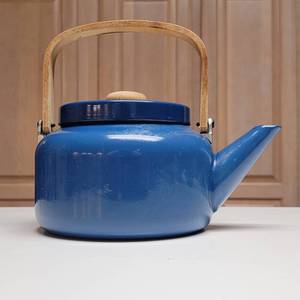 Vintage Copco Enamel Teapot with Teak Handle