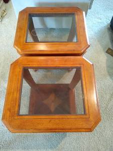 lot 28 image: Glass Top End Tables
