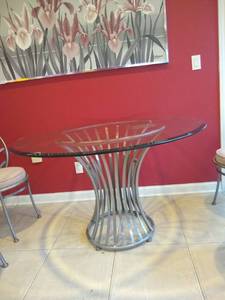 lot 152 image: Mid-Century Arthur Umanoff Steel & Glass Table