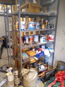 lot 261 image: All Contents of Metal Shelves