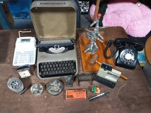 Vintage Corona Zephyr Manual Typewriter & Other Deck Top Collectibles
