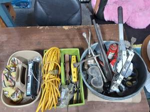 Come-A-Long, Bottle Jack, Tire Irons, Extension Cords, Hand Tools, Electrical