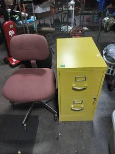 2-Drawer File Cabinet With Key & Office Chair