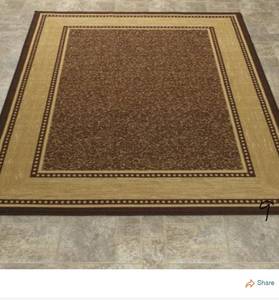 OTTOMANSON Contemporary Bordered Design Brown 5 ft. x 7 ft. Non-Skid Area Rug