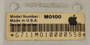 (1 of 2 lots) Vintage 1987 Apple Mouse M0110A (matches with Macintosh Plus Computer sold in lots 2 & 3)