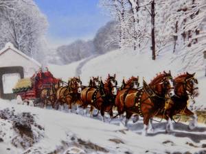 Vintage 1989 Budweiser Collectible Winters Day Plate