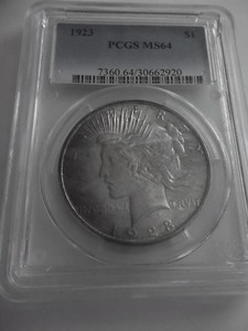 lot 8 image: 1923 Peace Silver Dollar