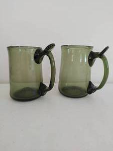 lot 75 image: Pair of Vintage Handblown Glass Mugs