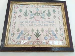 lot 80 image: Vintage Framed Needlepoint Artwork