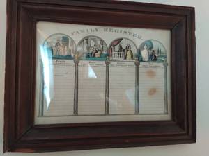 lot 90 image: Antique Framed Family Register