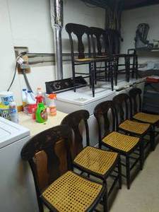 lot 446 image: Eight Antique Wicker seat Chairs