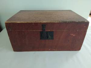 lot 23 image: Antique Wooden Box with Latch