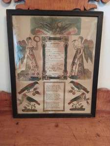 lot 374 image: Antique Framed Marriage Document