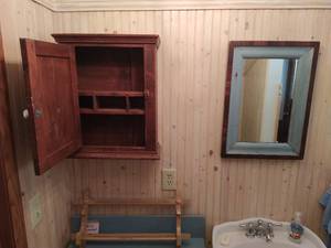 lot 455 image: Bathroom Cupboard, Mirror and Towel Rack