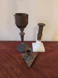 lot 122 image: Three Vintage Candle Holders