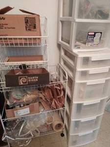 lot 306 image: Collection Of Craft Supplies And Shelving