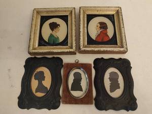 lot 250 image: Collection of Five Vintage Framed Silhouettes