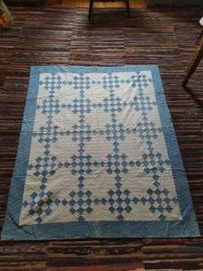 lot 253 image: Blue and White Old Handmade Quilt