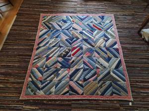 lot 257 image: Colorful Old Handmade Quilt