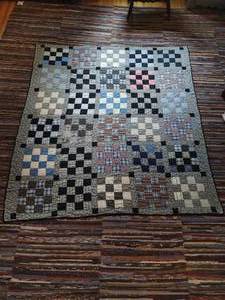lot 259 image: Black and Blue Old Handmade Quilt