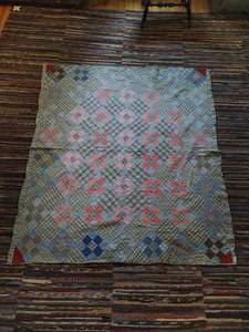 lot 261 image: Old Handmade Plaid Quilt