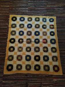 lot 263 image: White and Yellow Hexagon Old Handmade Quilt
