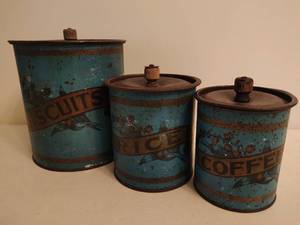 lot 284 image: Set of Three Antique Canisters