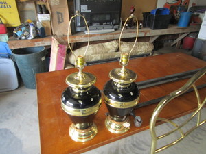 Queen Size Headboard, Bed Frame & (2) Lamps
